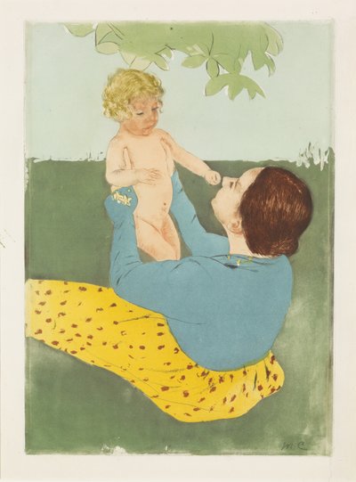 Sob a castanheira-do-cavalo, 1896-97 (drypoint & aquatint em cores) de Mary Cassatt