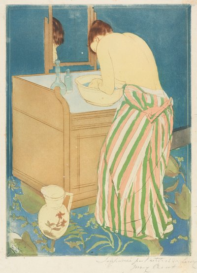 Mulher tomando banho, 1890-1891. de Mary Cassatt