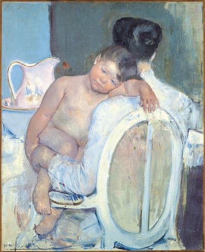 Mulher sentada com uma criança nos braços de Mary Cassatt