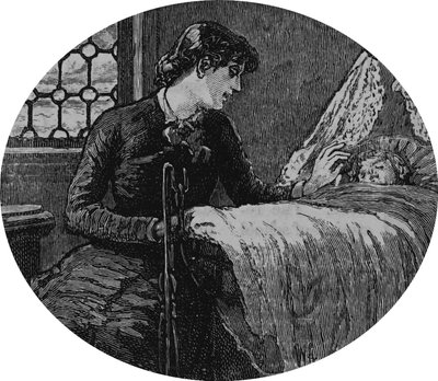 Uma mãe a verificar o seu filho a dormir. de Mary Ellen Edwards