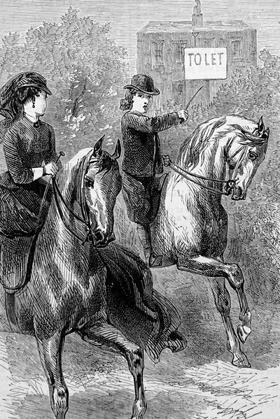 Uma mulher a olhar para a casa para alugar de Mary Ellen Edwards