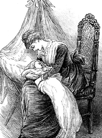 Uma jovem mãe abraçando seu filho de Mary Ellen Edwards