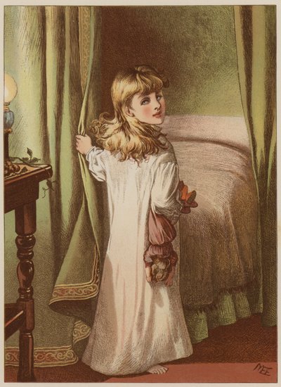 Menina se aposentar para dormir (chromolitho) de Mary Ellen Edwards