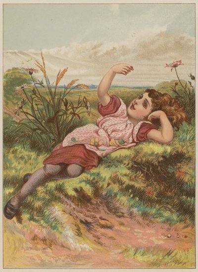 Menina, com, joaninha, (chromolitho) de Mary Ellen Edwards