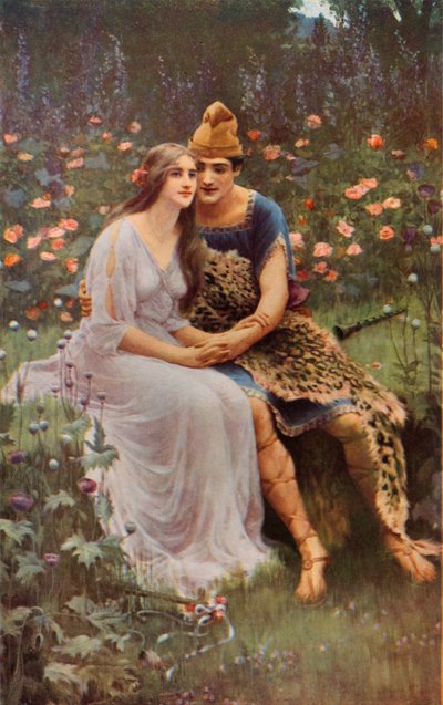 Shakespeare: Florizel e Perdita, O Conto de Inverno, Ato IV, Cena 3 (lito colorido) de Mary F. Raphael