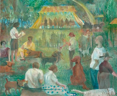 Exposição canina, Wadebridge, 2012 (petróleo a bordo) de Mary Kuper