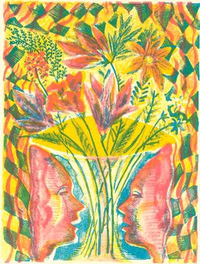 Faces e Flores, 2015 (litografia) de Mary Kuper