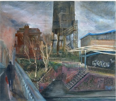 Bloqueio de Ladbroke Grove: 1, sobre o canal, 2020 (óleo a bordo) de Mary Kuper