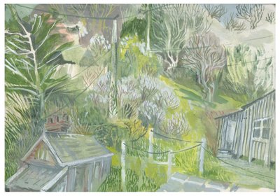 Lannacombe pomar, 2019 (aguarela) de Mary Kuper
