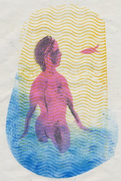 Nadador, 2018 (monoprint) de Mary Kuper