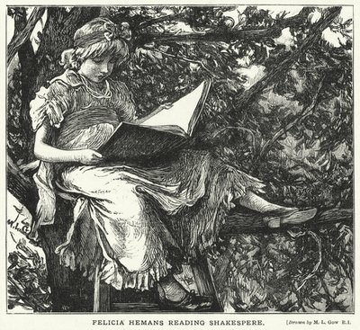 Felicia Hemans Reading Shakespere (gravura) de Mary L. Gow