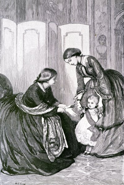 A rainha e seu pequeno neto, príncipe Wilhelm da Prússia, c. 1880 de Mary L. Gow