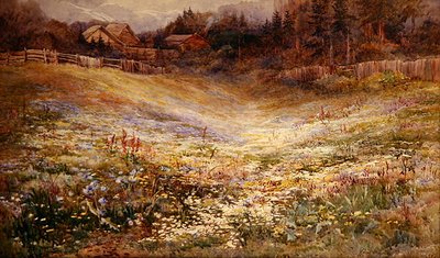 Um Prado nos Alpes (aguarela sobre papel) de Mary Stevens