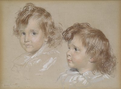 Cabeças de criança (pastel sobre papel montado sobre tela) de Mary Stevenson Cassatt