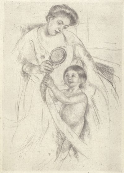 Olhar para um espelho de mão #3 (tinta) de Mary Stevenson Cassatt