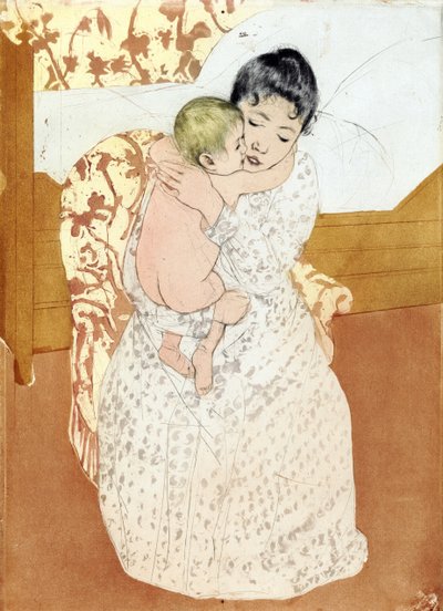 Carícia materna 1891; por Mary Cassatt de Mary Stevenson Cassatt