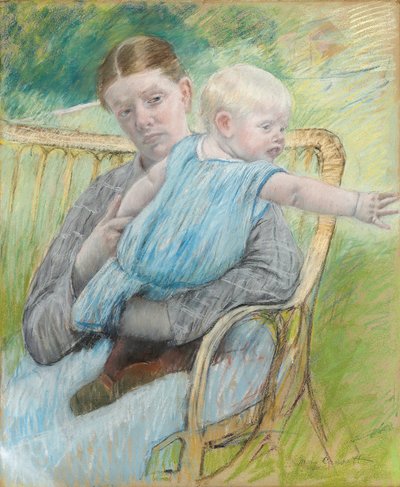 Mathilde portant son bebe (Mathilde Holding Baby) - Pastel sobre papel (72,7x60,4 cm), de Mary Cassatt (1845-1926), ca 1889 - Colecção Privada de Mary Stevenson Cassatt