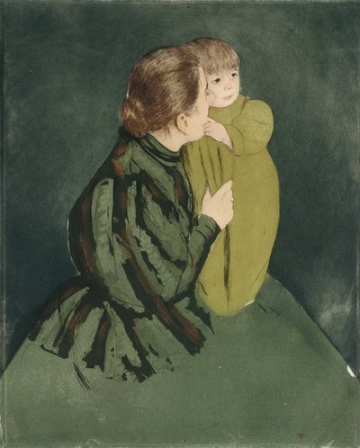 Camponesa mãe e filho, c.1894 (ponto seco e água-tinta) de Mary Stevenson Cassatt