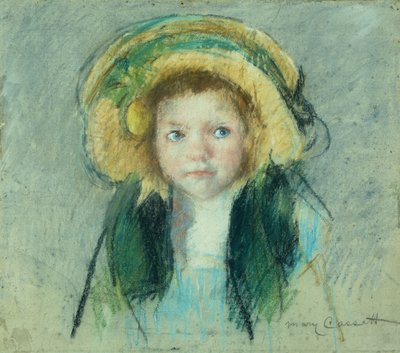 Retrato de uma jovem rapariga com um chapéu (pastel) de Mary Stevenson Cassatt