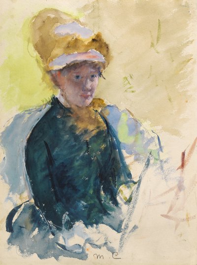 Autorretrato, c.1880 (guache e aguarela) de Mary Stevenson Cassatt