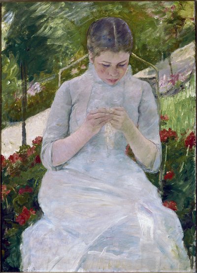 Costura feminina (óleo sobre tela de Mary Stevenson Cassatt
