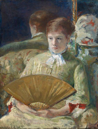 Mulher com leque, c.1878-1879 (óleo sobre tela) de Mary Stevenson Cassatt