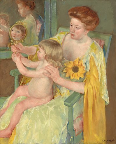 Mulher com Girassol, c.1905 (óleo sobre tela) de Mary Stevenson Cassatt