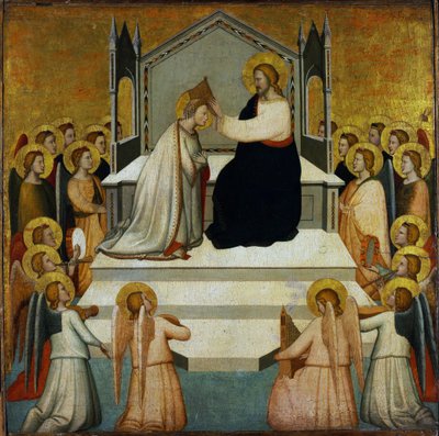 Coroação da Virgem - A Coroação da Virgem - Maso di Banco (?-1348) - 1335-1340 - Tempera no painel - 51.2x51.7 - Szepmuveszeti Muzeum, Budapeste de Maso di Banco