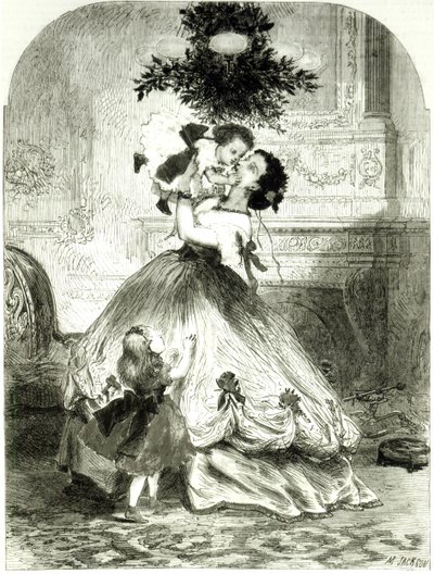 &39;Under the Mistletoe&39; para o Illustrated London News, 1865 (gravura) de Mason Jackson