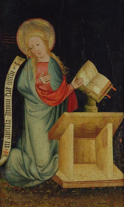Virgem da Anunciação, de The Harvester Altar, c.1410 (têmpera sobre carvalho) (ver também 145253 e 145254) de Master Bertram of Minden