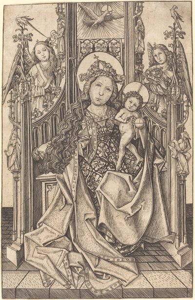 Madonna e criança entronizados de Master E.S.