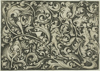Ornamento com mulheres a lutar de Master E.S.