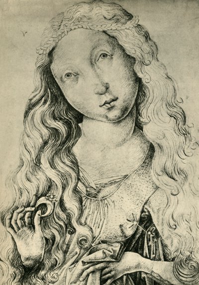 Retrato de uma mulher com um anel, Santa Catarina, 1450-1470, 1943. de Master ES
