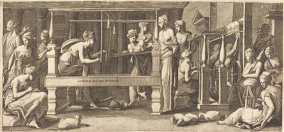 Penélope e suas empregadas tecendo de Master FG, after Francesco Primaticcio