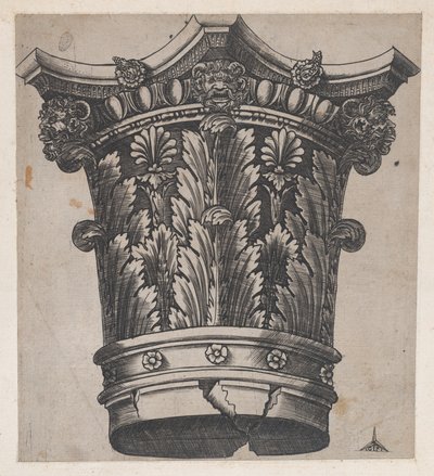 Speculum Romanae Magnificentiae: Capital com cabeças e máscaras, ca. 1537., ca. 1537. de Master GA