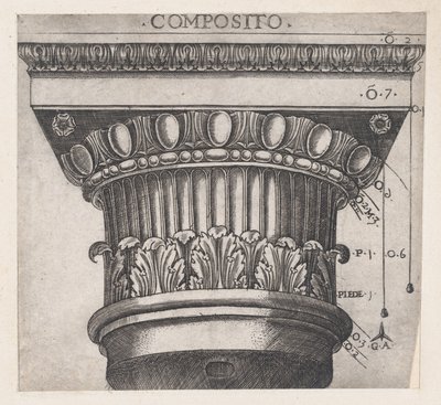 Speculum Romanae Magnificentiae: Capital iónica, ca. 1537. de Master GA
