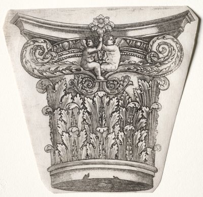 Base e Capital com Putti, c.1525-1550. de Master G. A. with the man