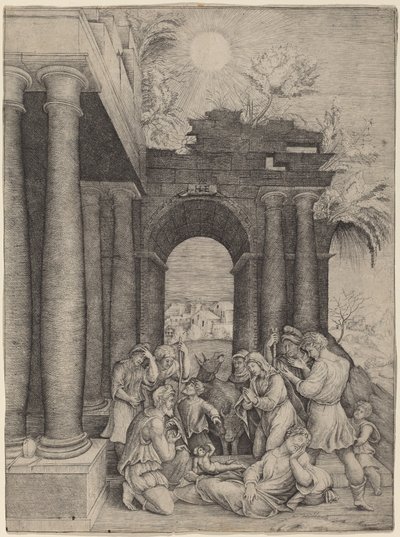 A adoração dos pastores de Master HFE after Domenico Beccafumi