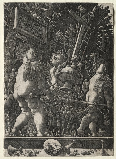 Anjos carregando os emblemas da paixão, 1533. de Master H. L.