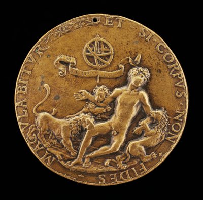 Uma Alegoria de Fé: Leões Devorando uma Juventude Nua [obverso]. de Master IO.FF.