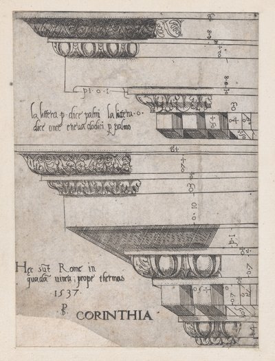Speculum Romanae Magnificentiae: Entablatura de Corinto, 1537., 1537. de Master PS