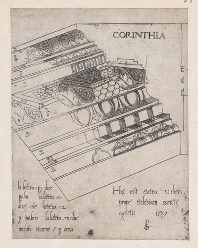 Speculum Romanae Magnificentiae: Entablatura de Corinto, 1537., 1537. de Master PS