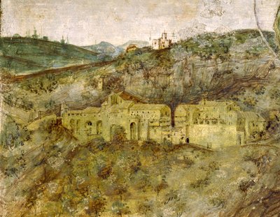 Vista, de, um, mosteiro de Master Trecentesco of Sacro Speco School