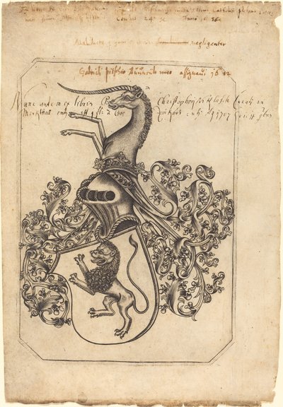 Brasão de armas com um leão e unicórnio de Master hw