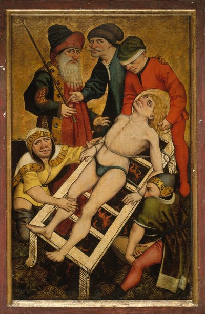O martírio de São Lourenço, invertendo o dar bebida aos sedentos. de Master of Alkmaar