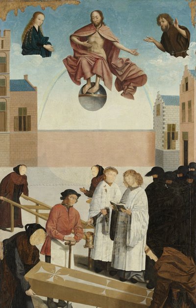 As Sete Obras de Misericórdia
Painel de um políptico que representa as sete obras de misericórdia: enterrar os mortos de Master of Alkmaar