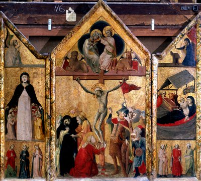 Tríptico com a Crucificação como painel central, c1333 de Master of Bologna