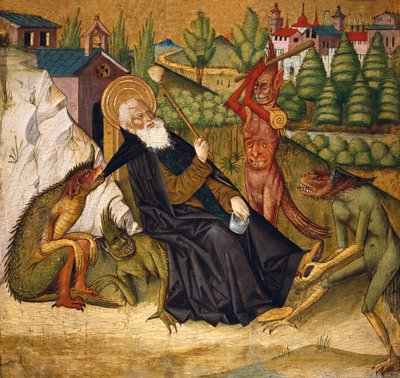 A tentação de Santo António no deserto de Master of Bonnat
