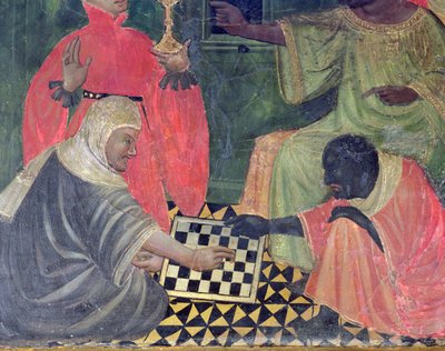 Um mouro e um cristão jogando xadrez, do altar das SS Nicholas, Claire e Anthony Abbot (tempera no painel) de Master of Castellitx