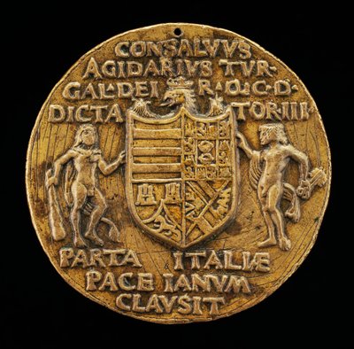 Escudo Suportado por Hércules e Janus [reverso], c. 1503. de Master of Coriolanus